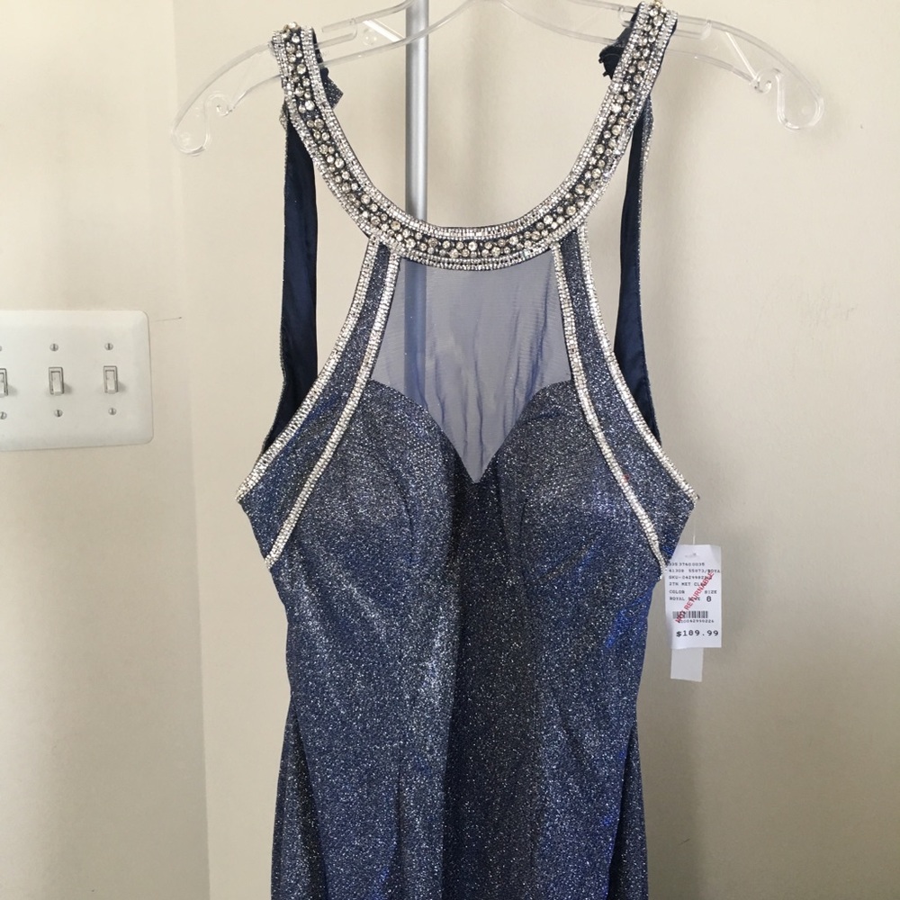 Prom royal blue dress backless